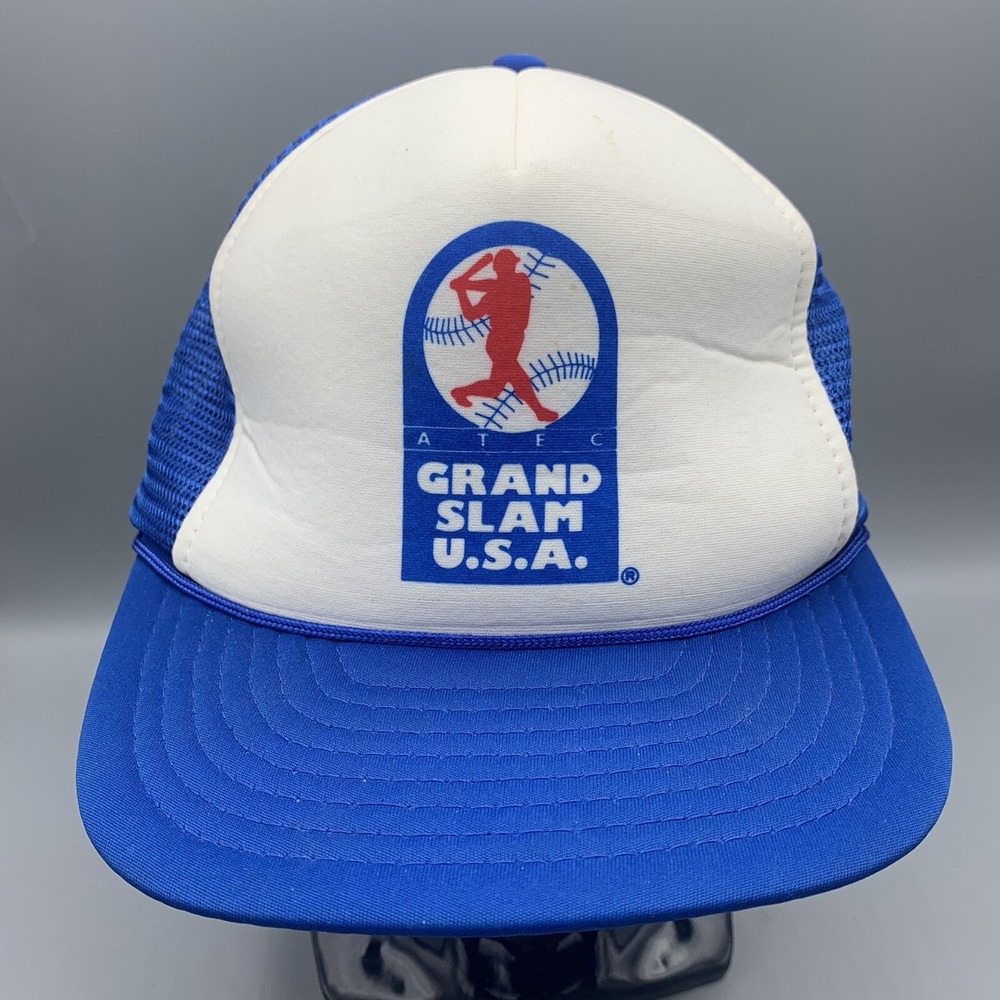 Vintage Head to Toe Grand Slam USA Snapback Trucker Hat Blue White Baseball Cap